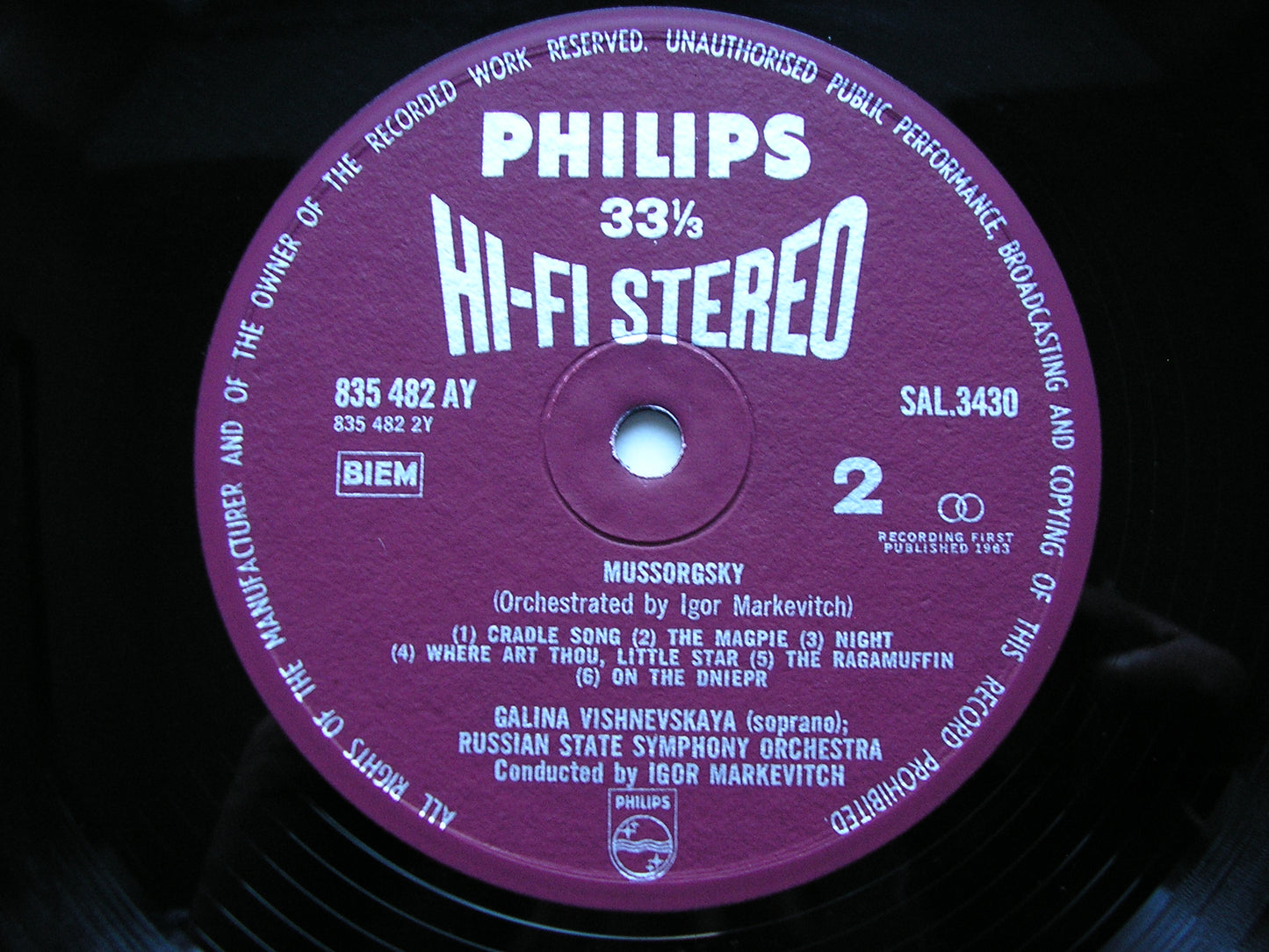 STRAVINSKY: SYMPHONY OF PSALMS / MUSSORGSKY: SIX SONGS VISHNEVSKAYA / RUSSIAN STATE SYMPHONY / MARKEVITCH SAL 3430