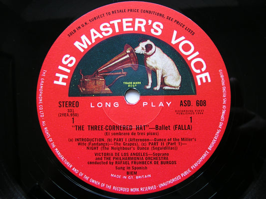 FALLA: THE THREE CORNERED HAT   VICTORIA DE LOS ANGELES / PHILHARMONIA / DE BURGOS    ASD 608