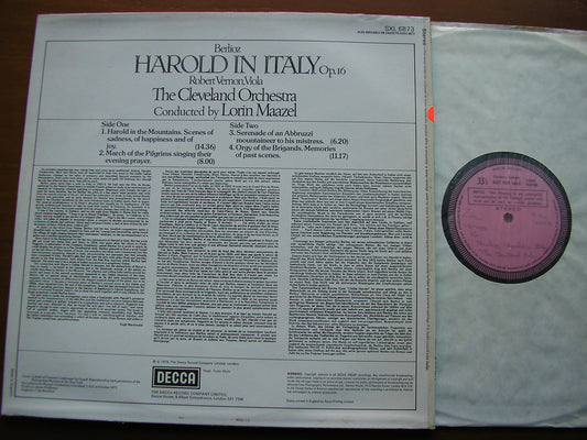 BERLIOZ: HAROLD IN ITALY    VERNON / CLEVELAND ORCHESTRA / MAAZEL   Test Pressing  SXL 6873