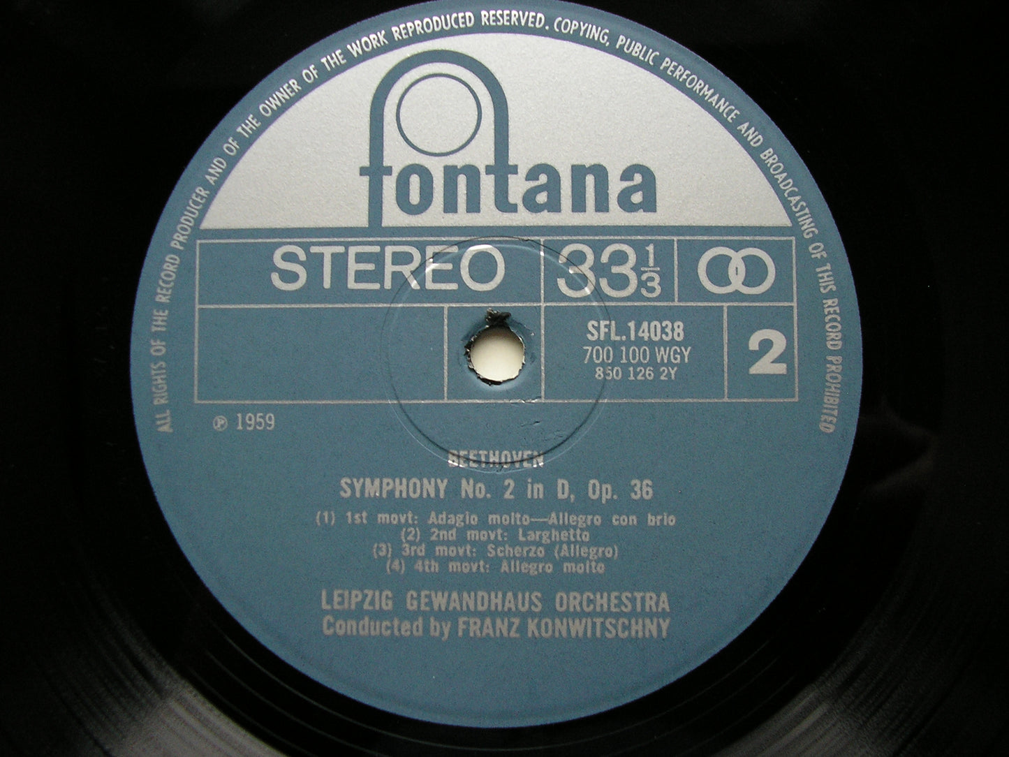 BEETHOVEN: SYMPHONIES Nos. 1 & 2 KONWITSCHNY / LEIPZIG GEWANDHAUS SFL 14038