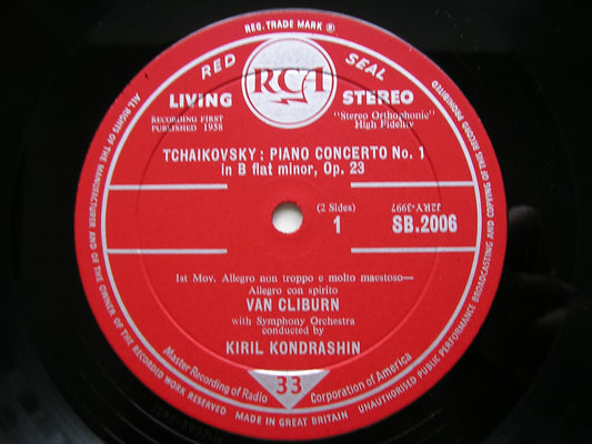 TCHAIKOVSKY: PIANO CONCERTO No. 1     VAN CLIBURN / RCA SYMPHONY ORCHESTRA / KONDRASHIN    SB 2006