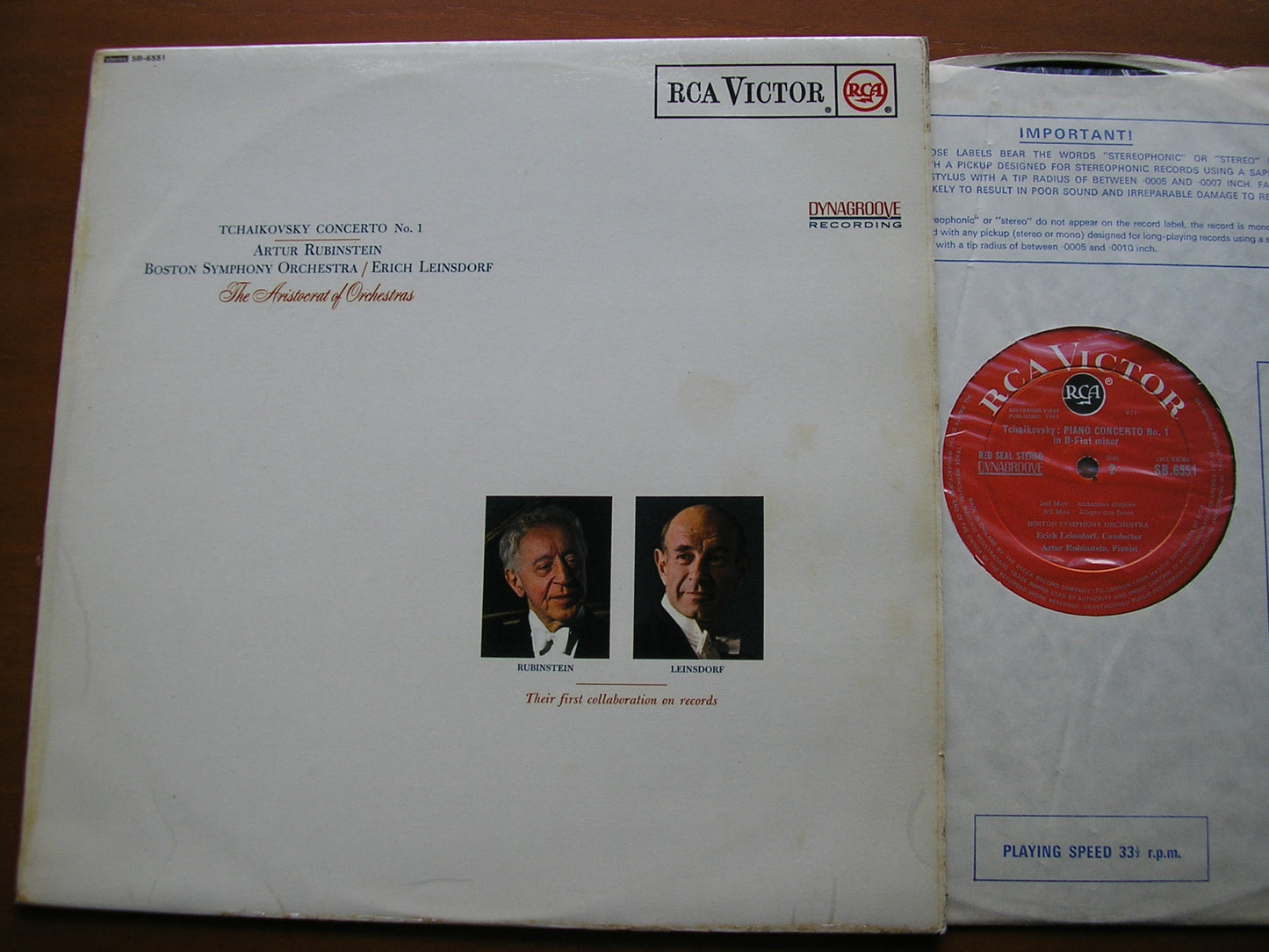 TCHAIKOVSKY: PIANO CONCERTO No. 1 RUBINSTEIN / BOSTON SYMPHONY / LEINSDORF SB 6551