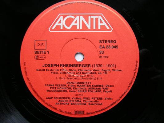 RHEINBERGER: NONET Op. 139   DANZI QUINTET / SCHRODER / BYLSMA / PEETERS / WOODROW   EA 23045