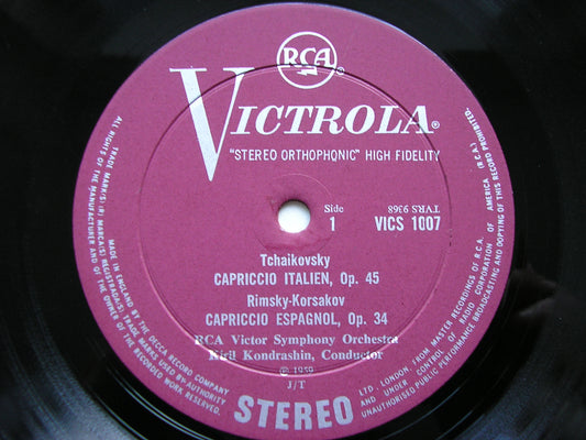 TCHAIKOVSKY: CAPRICCIO ITALIEN / RIMSKY-KORSAKOV: CAPRICCIO ESPAGNOL    KONDRASHIN / RCA VICTOR SYMPHONY   VICS 1007