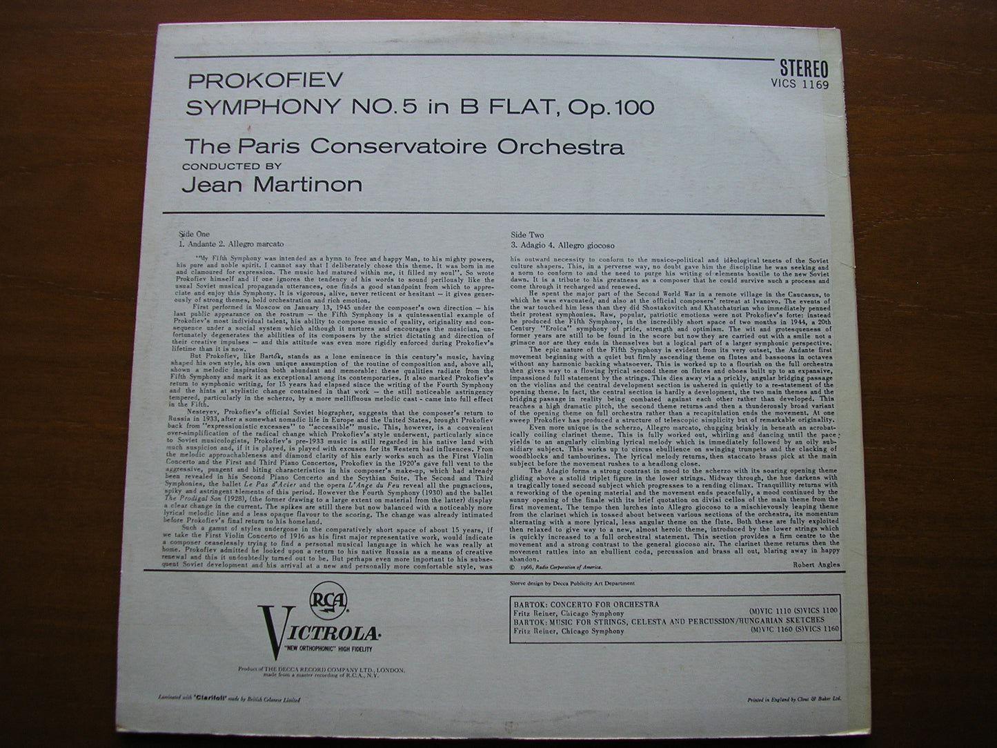 PROKOFIEV: SYMPHONY No. 5     MARTINON / PARIS CONSERVATOIRE    VICS 1169