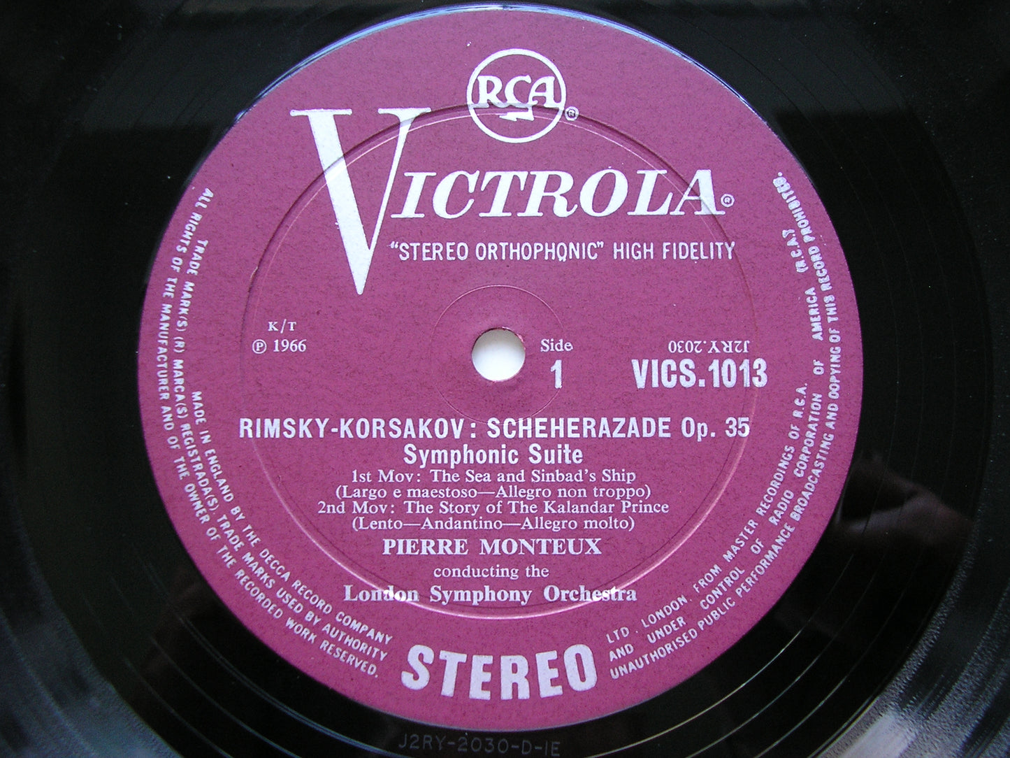 RIMSKY-KORSAKOV: SCHEHERAZADE    MONTEUX / LONDON SYMPHONY   VICS 1013