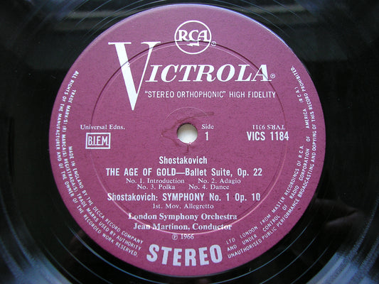 SHOSTAKOVICH: SYMPHONY No. 1 / THE AGE OF GOLD     MARTINON / LONDON SYMPHONY    VICS 1184
