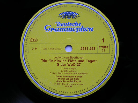 BEETHOVEN: SONATA FOR PIANO & HORN / TRIO FOR PIANO, FLUTE & BASSOON    BARENBOIM / BLOOM / DEBOST / SENNEDAT   2531 293