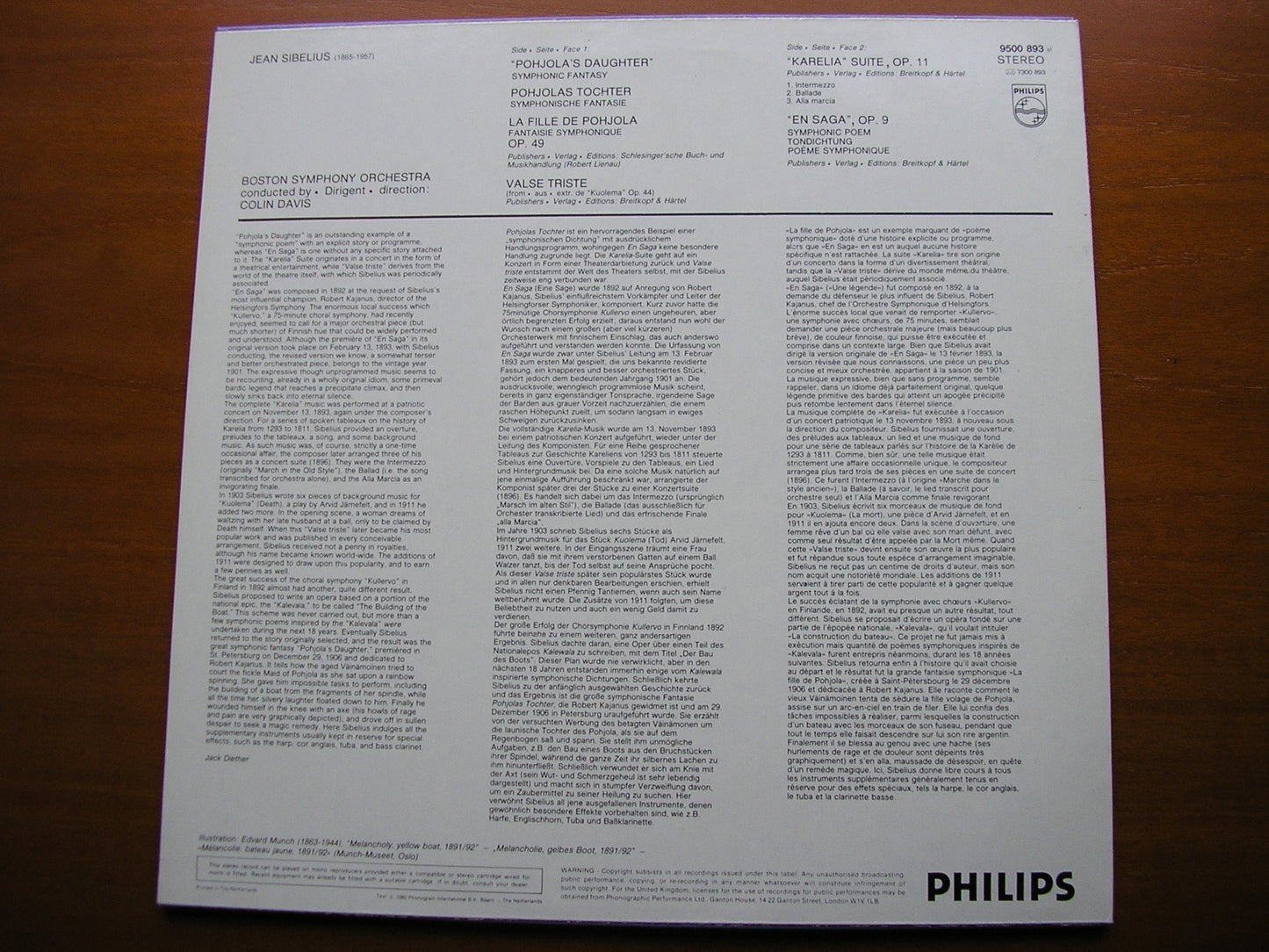 SIBELIUS: ORCHESTRAL WORKS     DAVIS / BOSTON SYMPHONY ORCHESTRA   9500 893