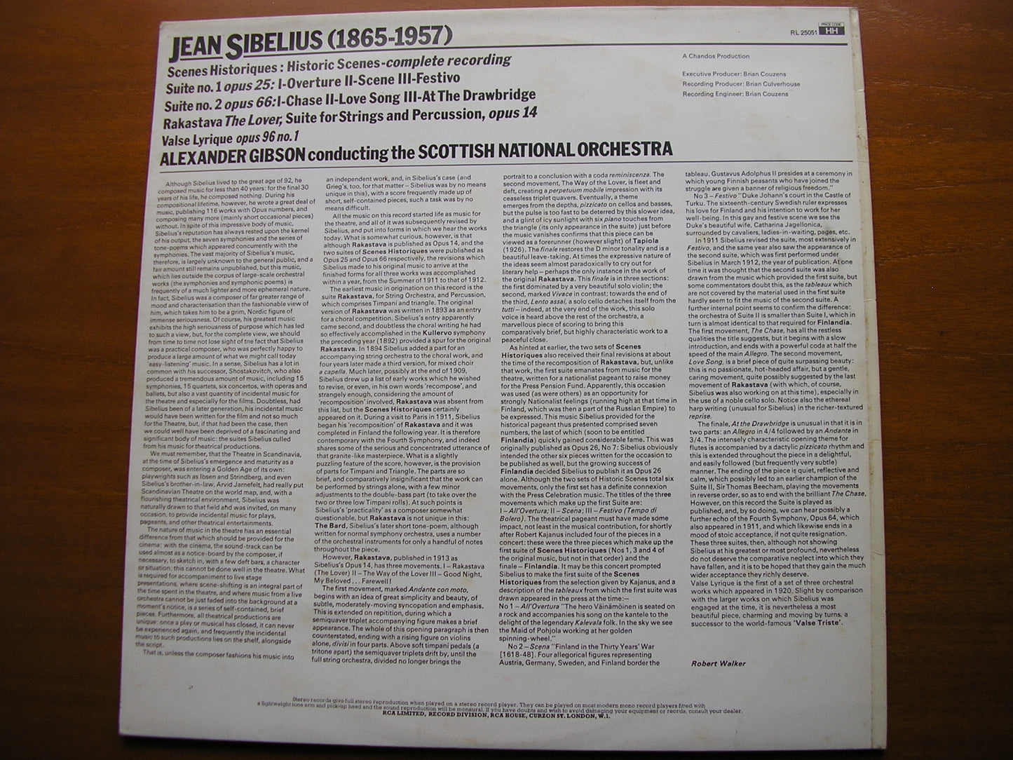 SIBELIUS: ORCHESTRAL WORKS GIBSON / SCOTTISH NATIONAL ORCHESTRA RL 25051
