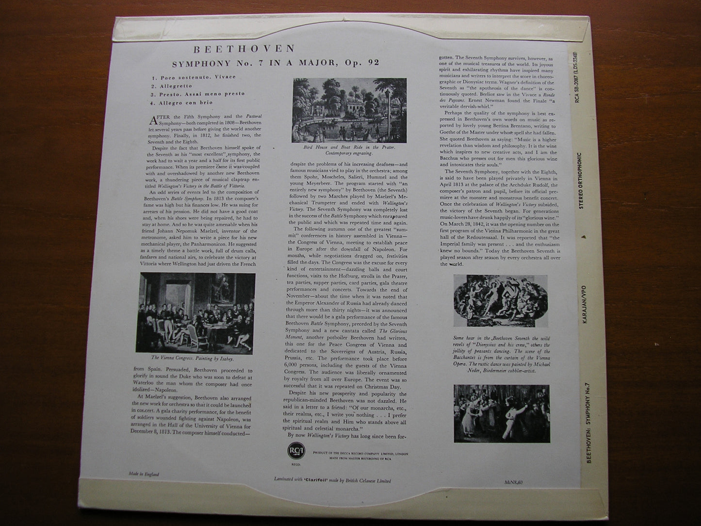 BEETHOVEN: SYMPHONY No. 7    KARAJAN / VIENNA PHILHARMONIC   SB 2087