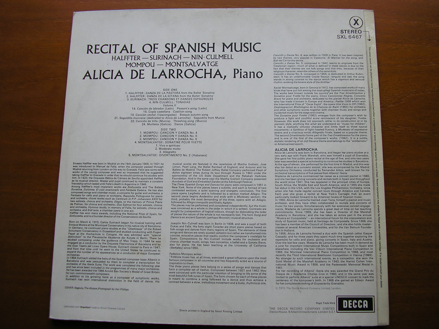 ALICIA DE LARROCHA PLAYS SPANISH PIANO MUSIC SXL 6467