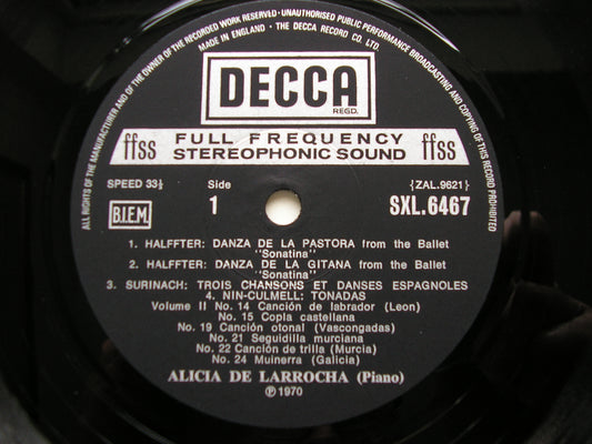 ALICIA DE LARROCHA PLAYS SPANISH PIANO MUSIC     SXL 6467