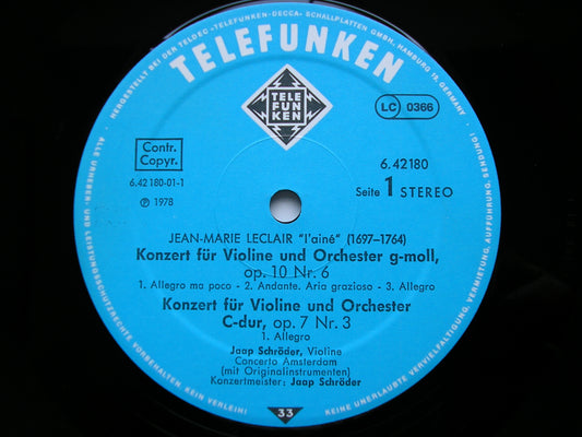 LECLAIR: THREE VIOLIN CONCERTOS JAAP SCHRODER / CONCERTO AMSTERDAM 6.42180