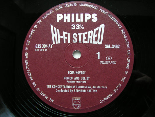TCHAIKOVSKY: CAPRICCIO ITALIEN / ROMEO & JULIET / DVORAK: SCHERZO    HAITINK / CONCERTGEBOUW    SAL 3462