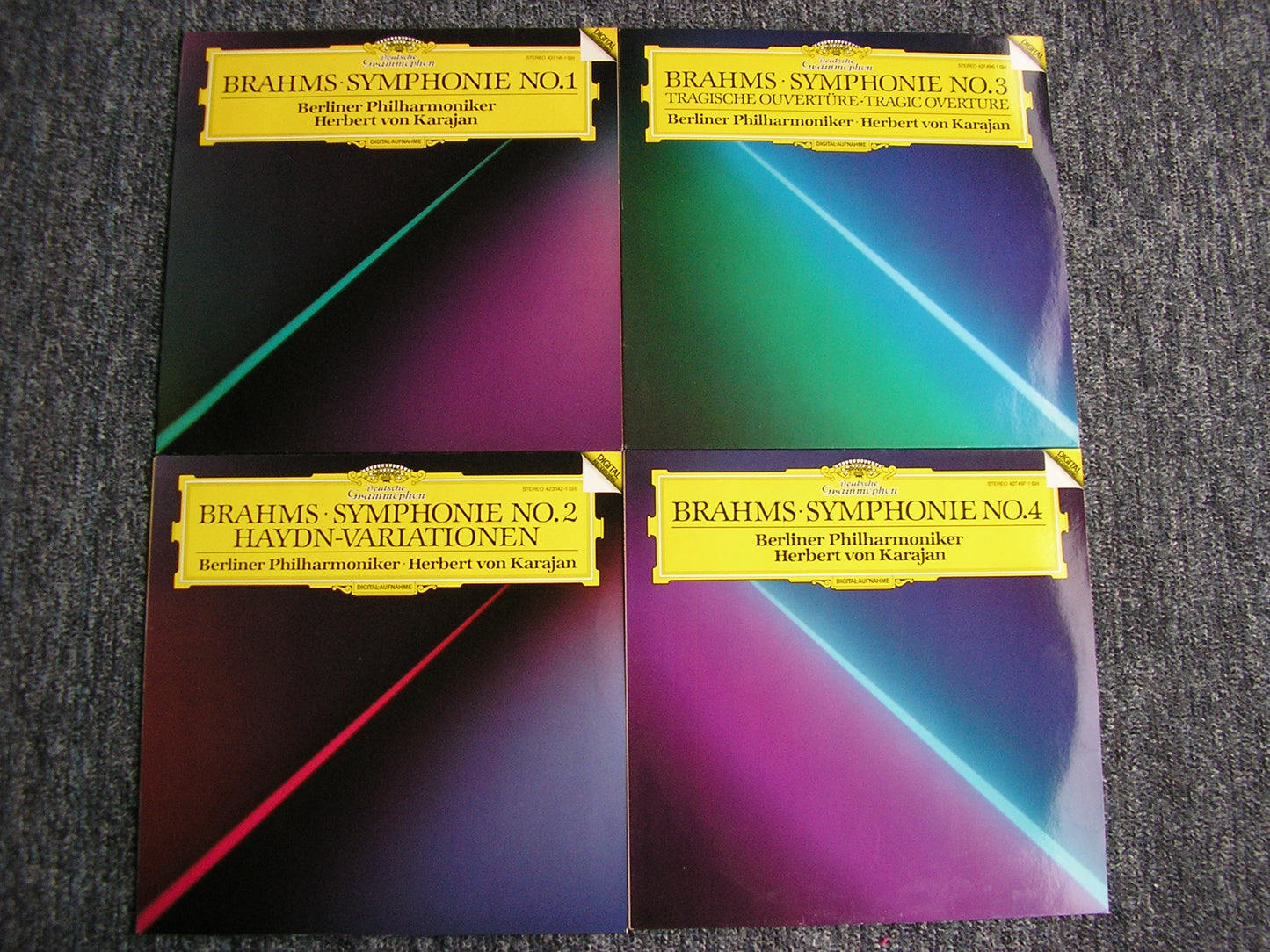 BRAHMS: THE FOUR SYMPHONIES / TRAGIC OVERTURE / HAYDN VARIATIONS KARAJAN / BERLIN PHILHARMONIC 4LP