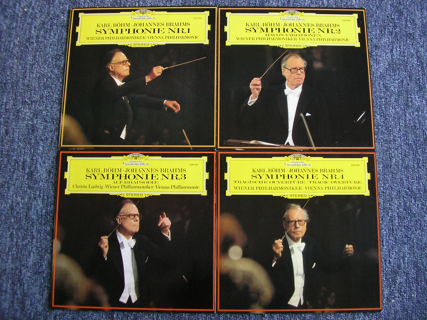 BRAHMS: THE FOUR SYMPHONIES / ALTO RHAPSODY / TRAGIC OVERTURE / HAYDN VARIATIONS BOHM / VIENNA PHILHARMONIC ORCHESTRA 4 LP