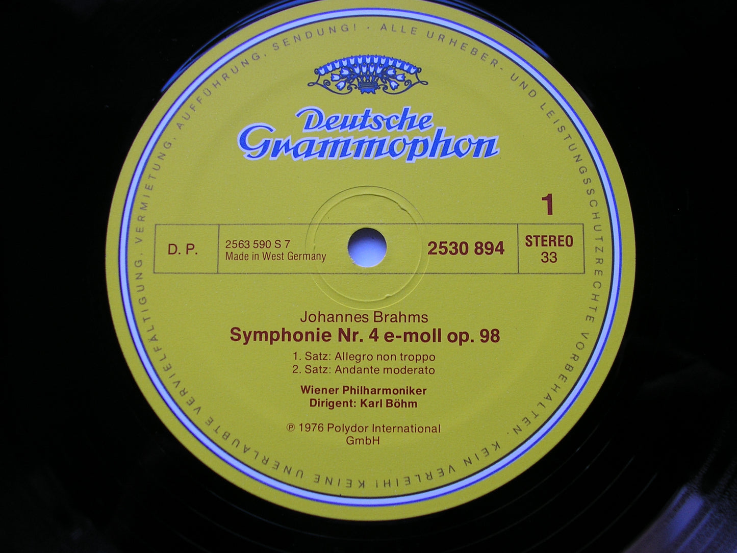 BRAHMS: THE FOUR SYMPHONIES / ALTO RHAPSODY / TRAGIC OVERTURE / HAYDN VARIATIONS BOHM / VIENNA PHILHARMONIC ORCHESTRA 4 LP