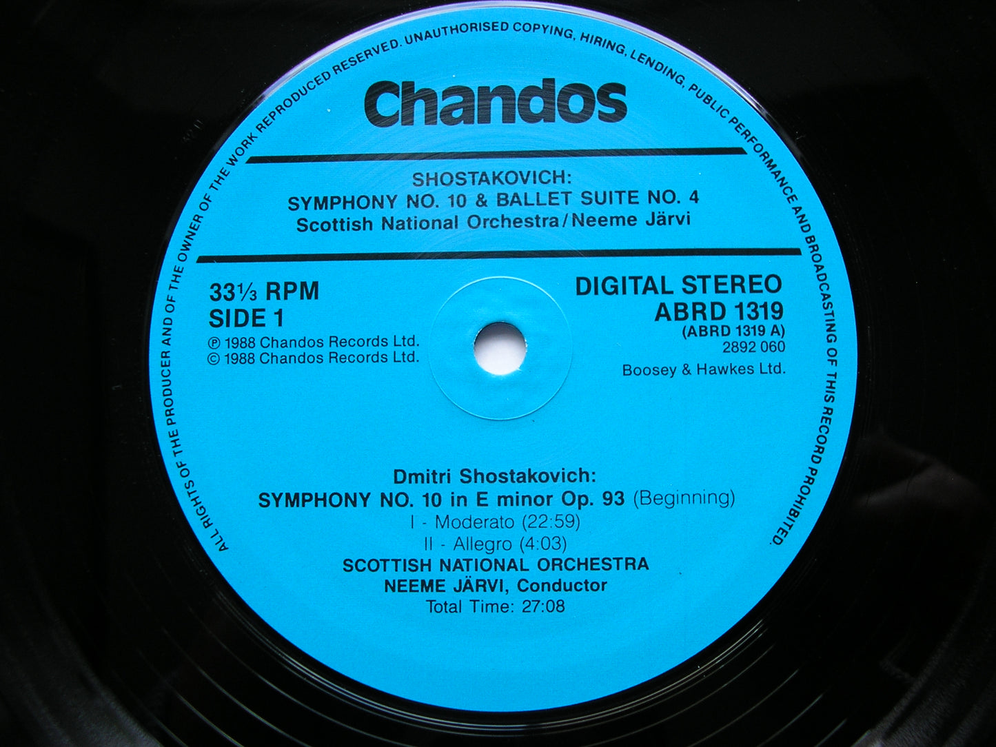 SHOSTAKOVICH: SYMPHONY No. 10 / BALLET SUITE JARVI / SCOTTISH NATIONAL ORCHESTRA ABRD 1319