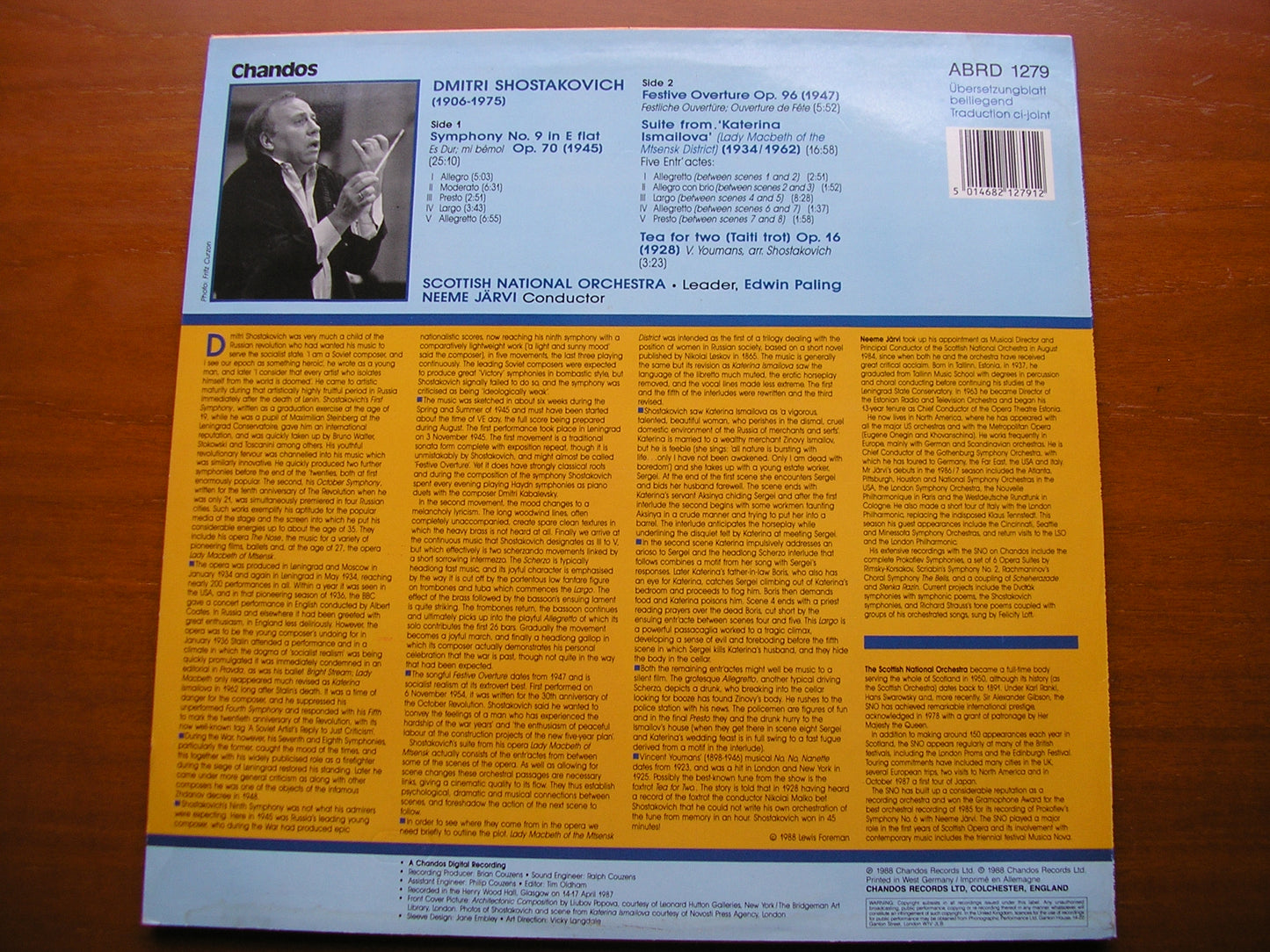 SHOSTAKOVICH: SYMPHONY No. 9 / Suite from KATERINA ISMAILOVA JARVI / SCOTTISH NATIONAL ORCHESTRA ABRD 1279