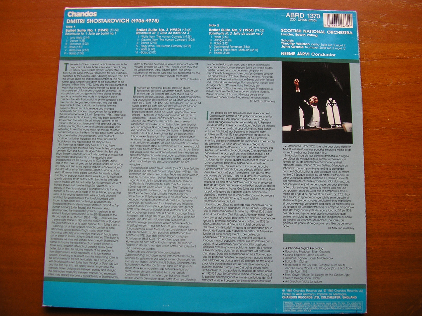 SHOSTAKOVICH: BALLET SUITES Nos. 1 / 2 / 3 JARVI / SCOTTISH NATIONAL ORCHESTRA ABRD 1370