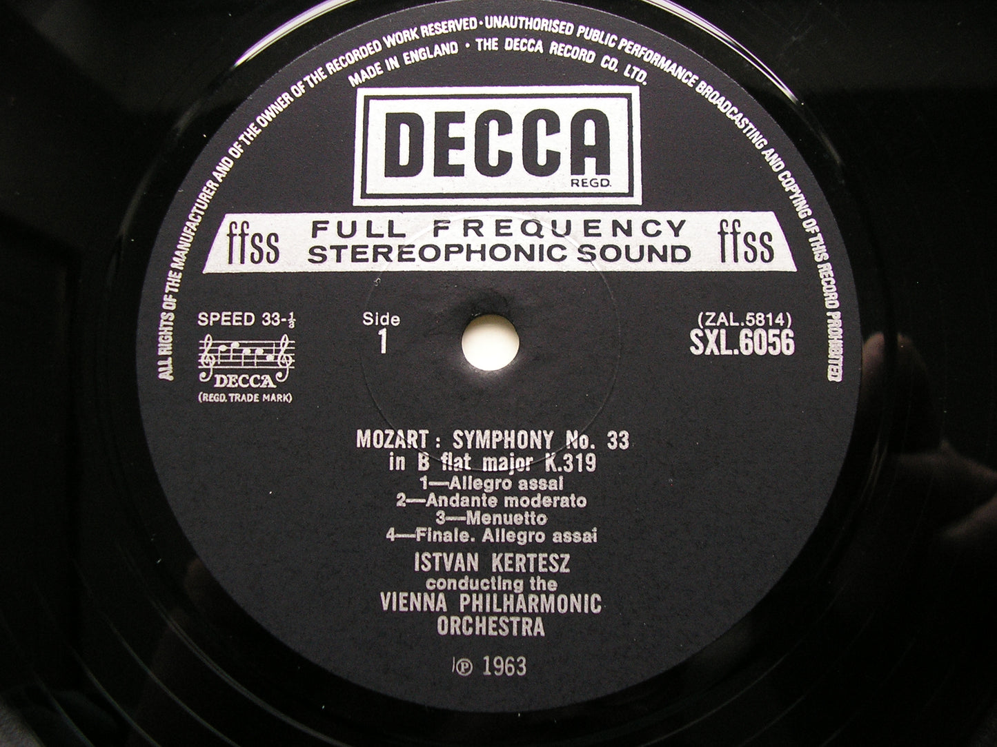 MOZART: SYMPHONIES Nos. 33 & 39 KERTESZ / VIENNA PHILHARMONIC ORCHESTRA SXL 6056
