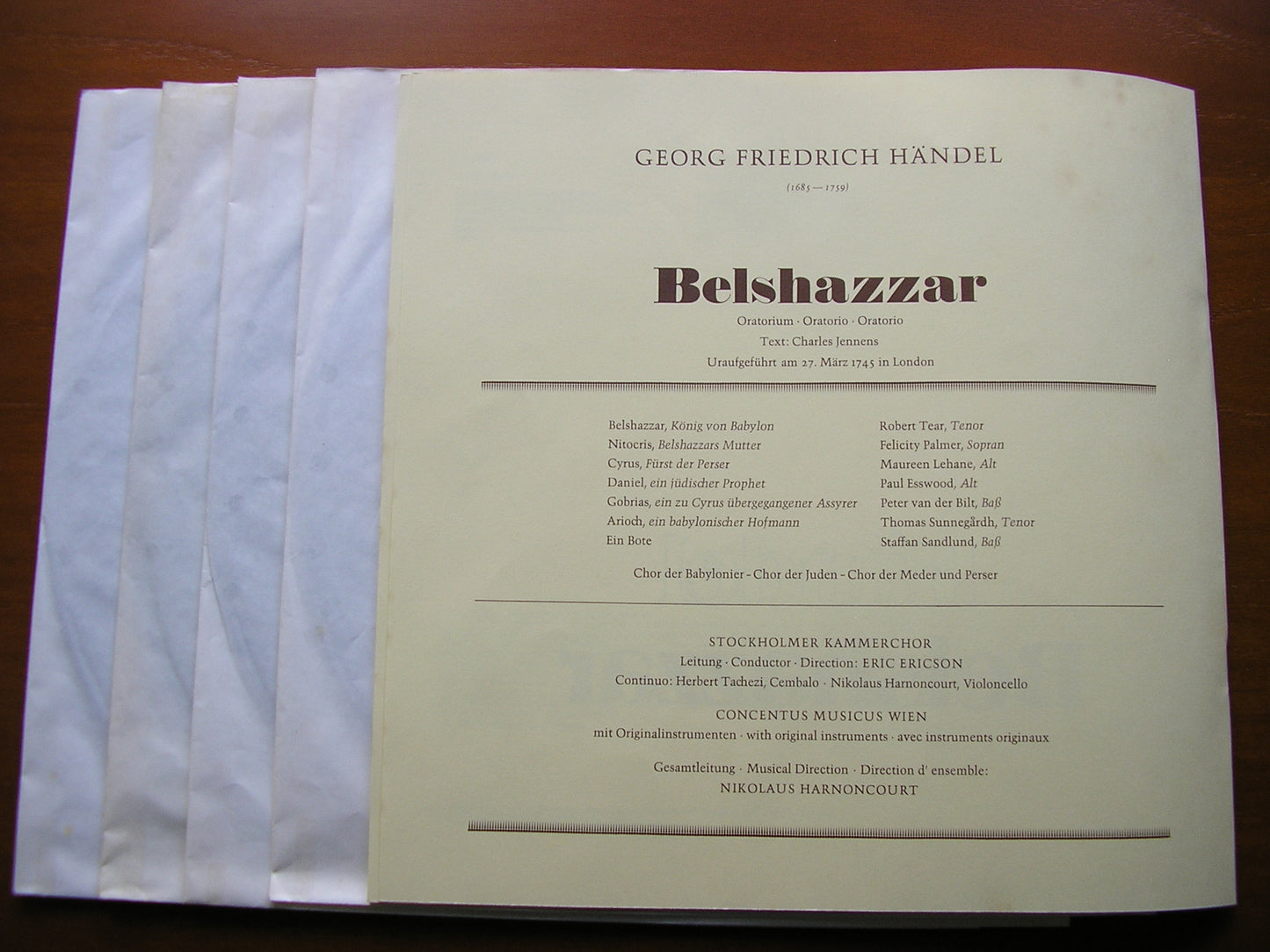 HANDEL: BELSHAZZAR TEAR / PALMER / LEHANE / CONCENTUS MUSICUS / HARNONCOURT 635326