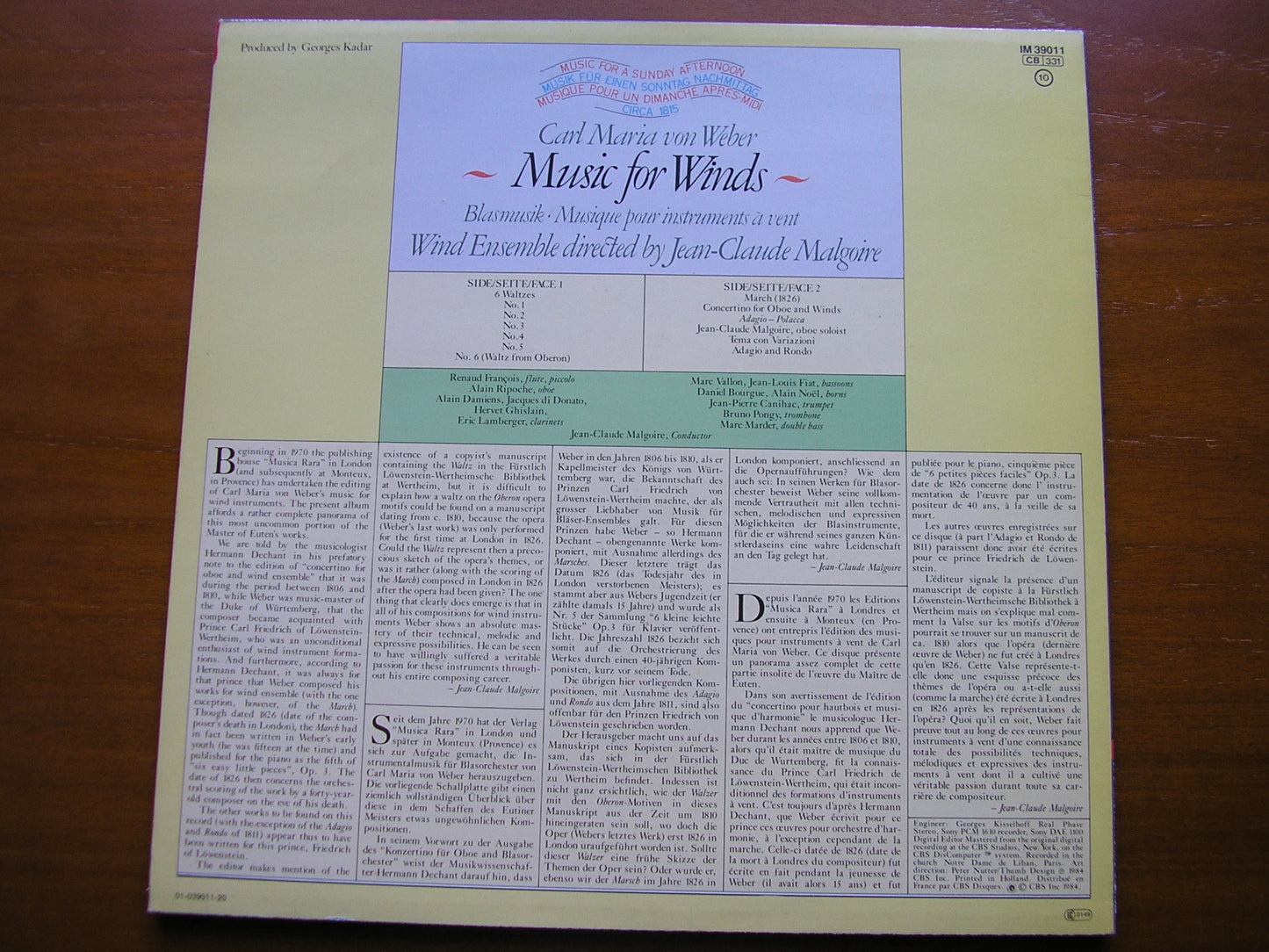 WEBER: MUSIC FOR WINDS WIND ENSEMBLE / MALGOIRE IM 39011