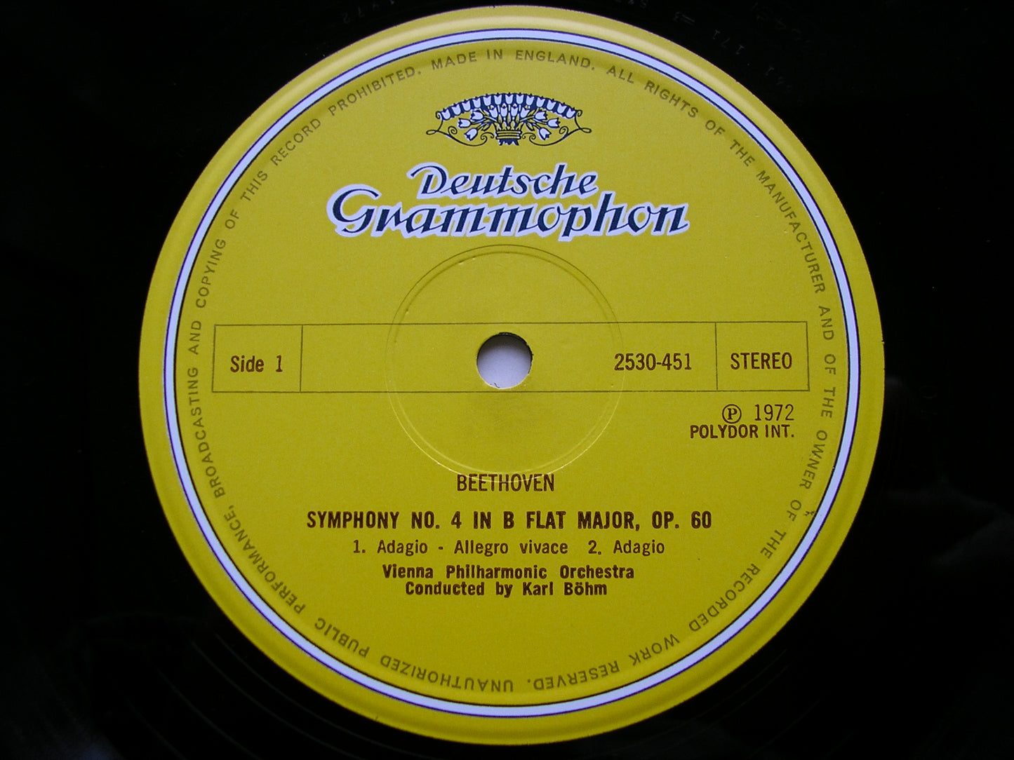 BEETHOVEN: SYMPHONY No. 4 BOHM / VIENNA PHILHARMONIC 2530 451
