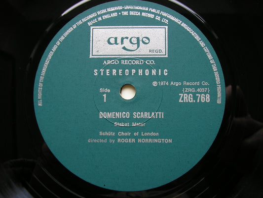 DOMENICO SCARLATTI: STABAT MATER / ALESSANDRO SCARLATTI: TWO MOTETS   SCHUTZ CHOIR OF LONDON / NORRINGTON    ZRG 768