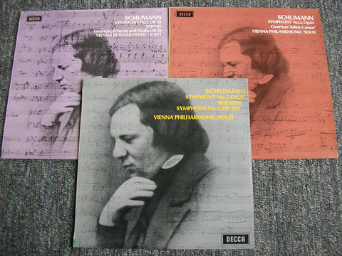 SCHUMANN: THE SYMPHONIES / OVERTURE, SCHERZO & FINALE / OVERTURE Julius Caesar     SOLTI / VIENNA PHILHARMONIC    3 LP