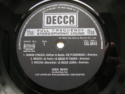 VIRTUOSO OVERTURES: WAGNER / WEBER / ROSSINI / MOZART / STRAUSS     MEHTA / LOS ANGELES PHILHARMONIC    SXL 6643