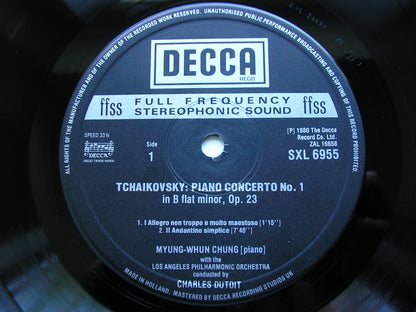 TCHAIKOVSKY: PIANO CONCERTO No. 1 / VIOLIN CONCERTO    MYUNG-WHUN CHUNG / MYUNG-WHA CHUNG / LAPO / DUTOIT     SXL 6955
