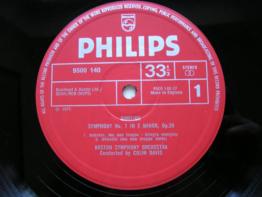 SIBELIUS: SYMPHONY No. 1 / FINLANDIA       DAVIS / BOSTON SYMPHONY    9500 140