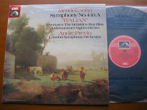 MENDELSSOHN: SYMPHONY No. 4 'Italian' / OVERTURES     PREVIN / LONDON SYMPHONY    ASD 3763