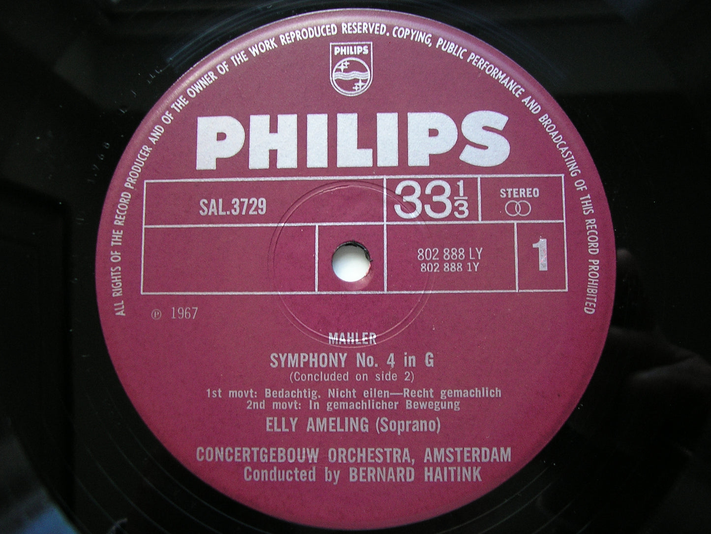 MAHLER: SYMPHONY No. 4      AMELING / CONCERTGEBOUW / HAITINK     SAL 3729