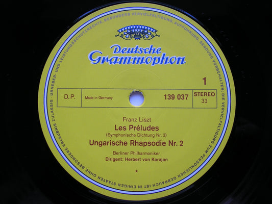 LISZT: LES PRELUDES / HUNGARIAN RHAPSODY No. 2 / SMETANA: VYSEHRAD / VLTAVA from MA VLAST    KARAJAN / BERLIN PHILHARMONIC    139 037