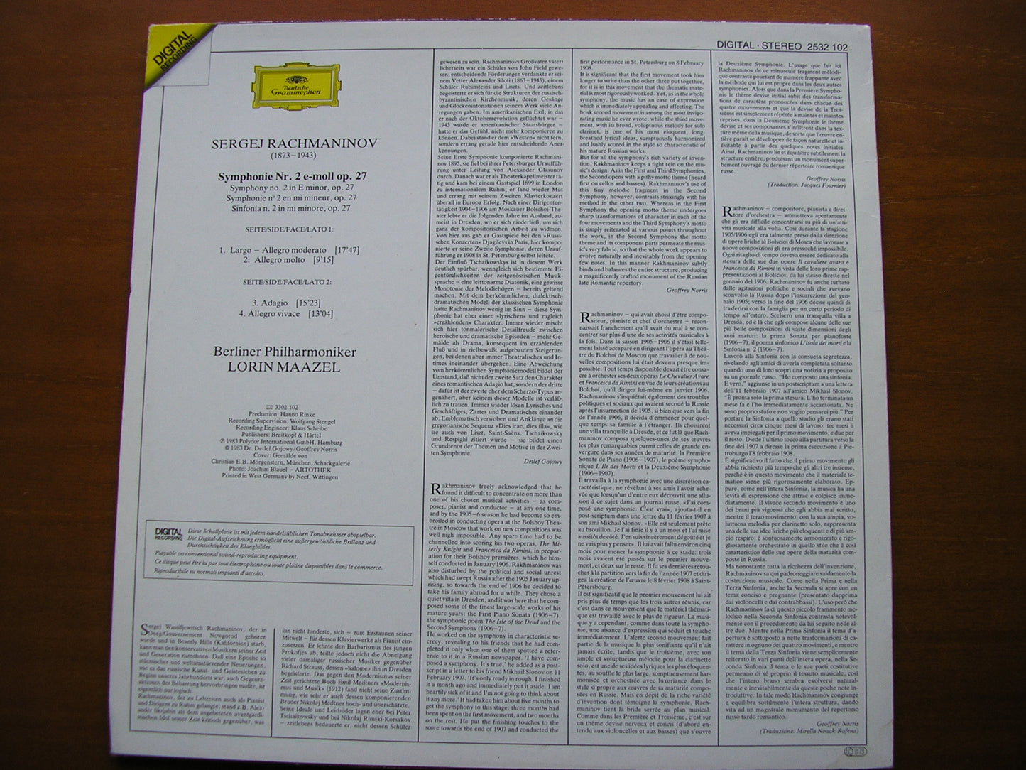 RACHMANINOV: SYMPHONY No. 2     MAAZEL / BERLIN PHILHARMONIC     2532 102