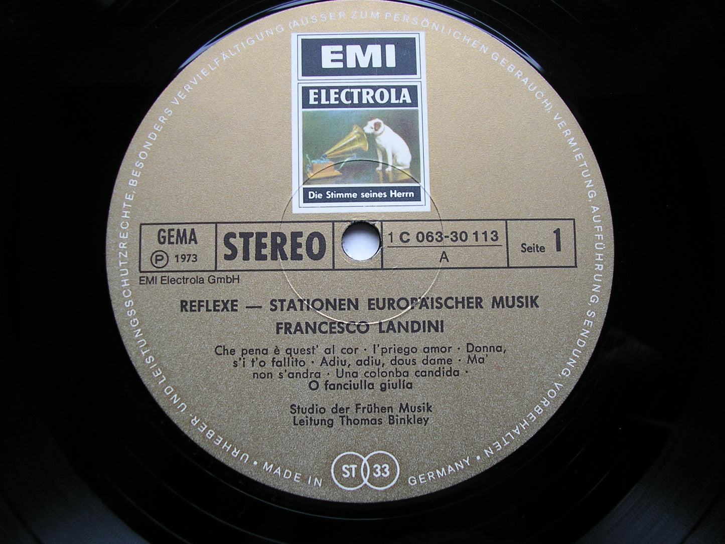 LANDINI: SONGS    VON RAMM / LEVITT / STUDIO OF EARLY MUSIC / THOMAS BINKLEY    063 30 113