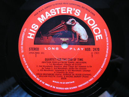 MESSIAEN: QUARTET FOR THE END OF TIME BEROFF / GRUENBERG / DE PEYER / PLEETH ASD 2470