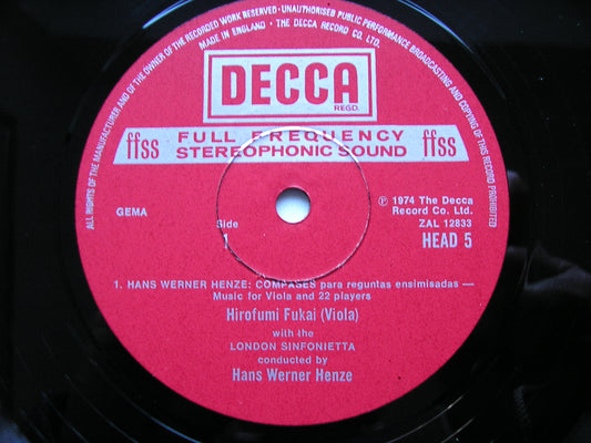 HENZE: COMPASES / VIOLIN CONCERTO No. 2      FUKAI / LANGBEIN / LONDON SINFONIETTA / HENZE       HEAD 5