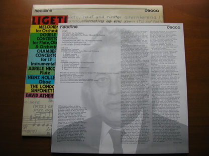 LIGETI: MELODIEN / DOUBLE CONCERTO / CHAMBER CONCERTO     NICOLET / HOLLIGER / LONDON SINFONIETTA / ATHERTON     HEAD 12