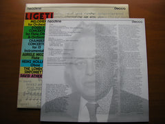 LIGETI: MELODIEN / DOUBLE CONCERTO / CHAMBER CONCERTO     NICOLET / HOLLIGER / LONDON SINFONIETTA / ATHERTON     HEAD 12