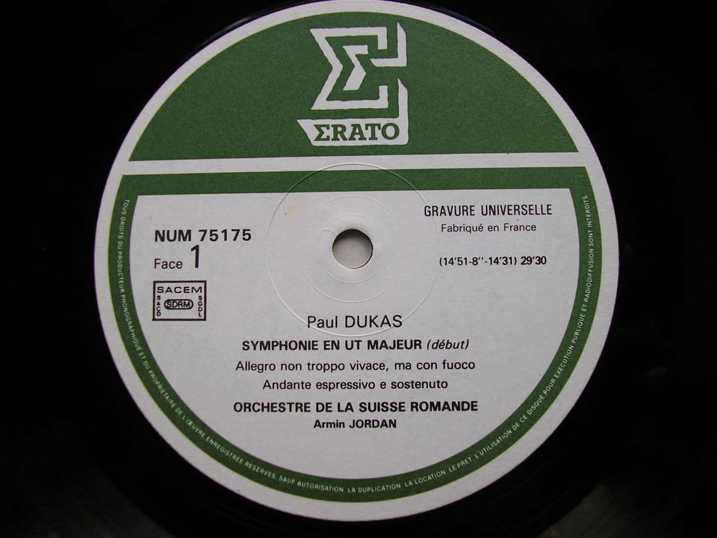 DUKAS: SYMPHONY in C / LA PERI      ARMIN JORDAN / SUISSE ROMANDE     NUM 75175