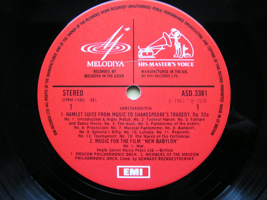 SHOSTAKOVICH: NEW BABYLON / HAMLET       ROZHDESTVENSKY / MOSCOW PHILHARMONIC ORCHESTRA      ASD 3381