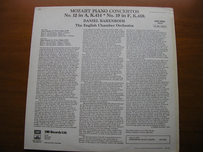 MOZART: PIANO CONCERTOS Nos. 12 & 19        BARENBOIM / ENGLISH CHAMBER ORCHESTRA    ASD 2956
