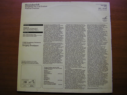 SHOSTAKOVICH: SYMPHONY No. 5 / FESTIVAL OVERTURE    SVETLANOV / USSR SYMPHONY     ASD 3855