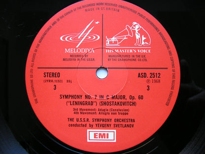 SHOSTAKOVICH: SYMPHONY No. 7 'Leningrad' / KABALEVSKY: CELLO CONCERTO     DANIEL SHAFRAN / USSRSO / LENINGRAD PO / SVETLANOV    SLS 784