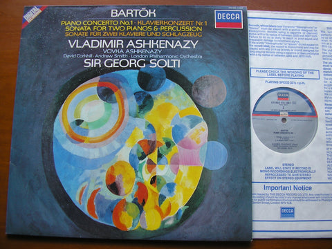 BARTOK: PIANO CONCERTO No. 1 / SONATA FOR 2 PIANOS & PERCUSSION     ASHKENAZY / LONDON PHILHARMONIC / SOLTI        410 108