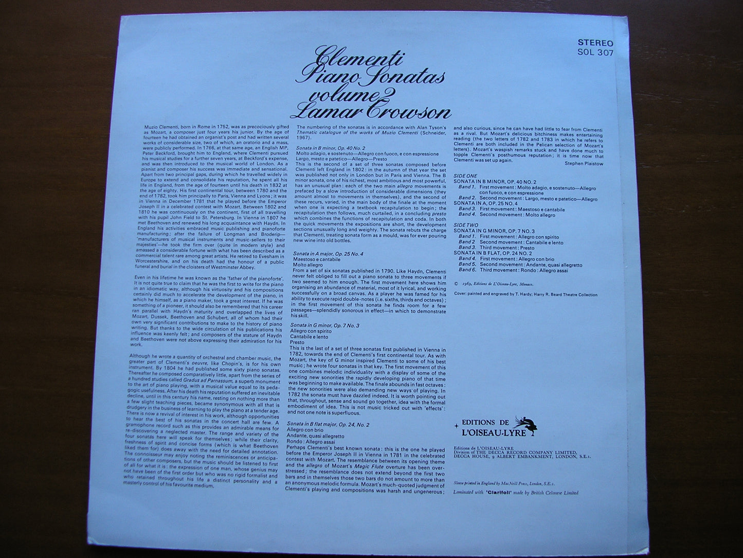 CLEMENTI: FOUR PIANO SONATAS     Volume 2     LAMAR CROWSON      SOL 307